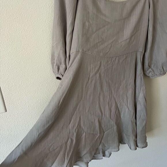Millibon taupe Women button puff sleeve dress size M - Picture 5 of 7